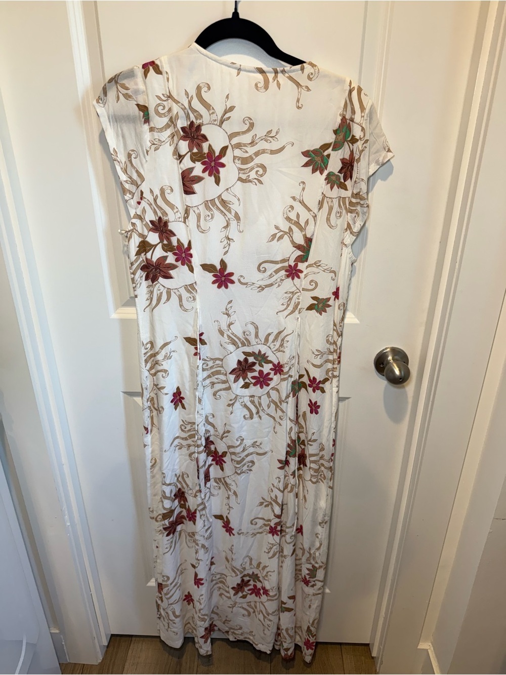 Free People Ivory Floral Button Front Boho Maxi Dress Large - Picture 5 of 5